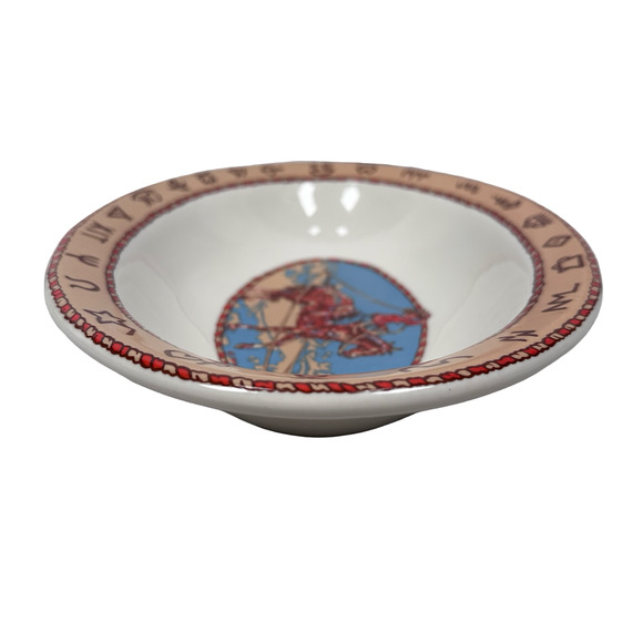 Pipestone Cow Camp Vegetable Bowl 12" Cowboy Horse Scene Oval Buckeye Blake - Picture 3 of 8